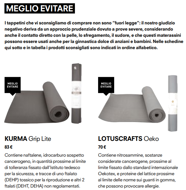 Tappetini yoga da evitare